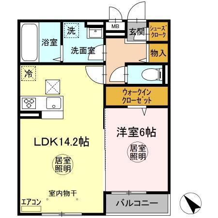 グランディールⅢ(1LDK/1階)の間取り写真