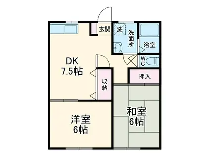 ジュネスナカダ2号棟(2DK/2階)の間取り写真