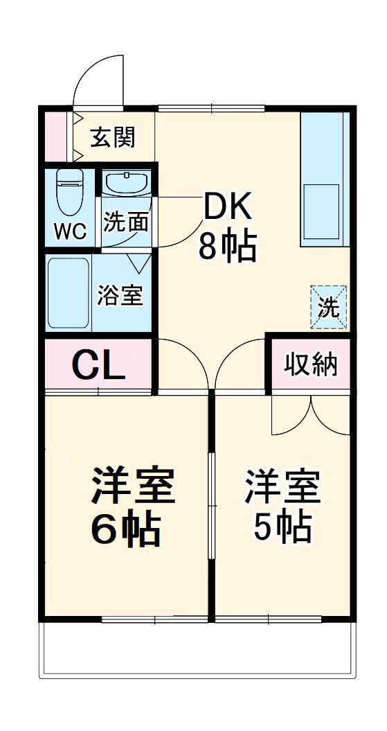 グリーンライフ奥津(2DK/1階)の間取り写真
