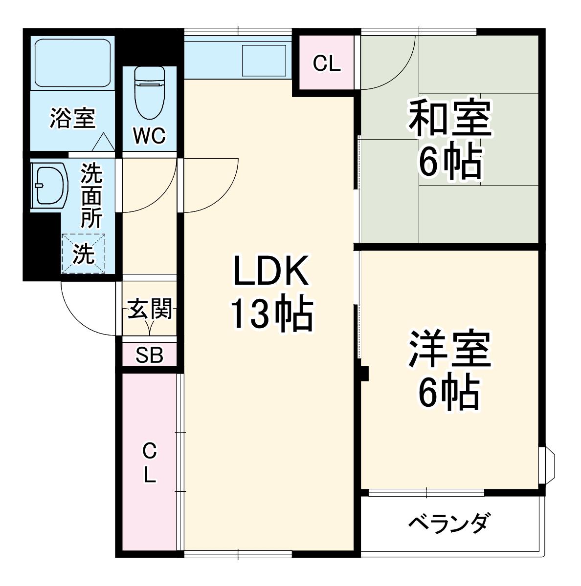 ハイツみゆき2(2LDK/1階)の間取り写真