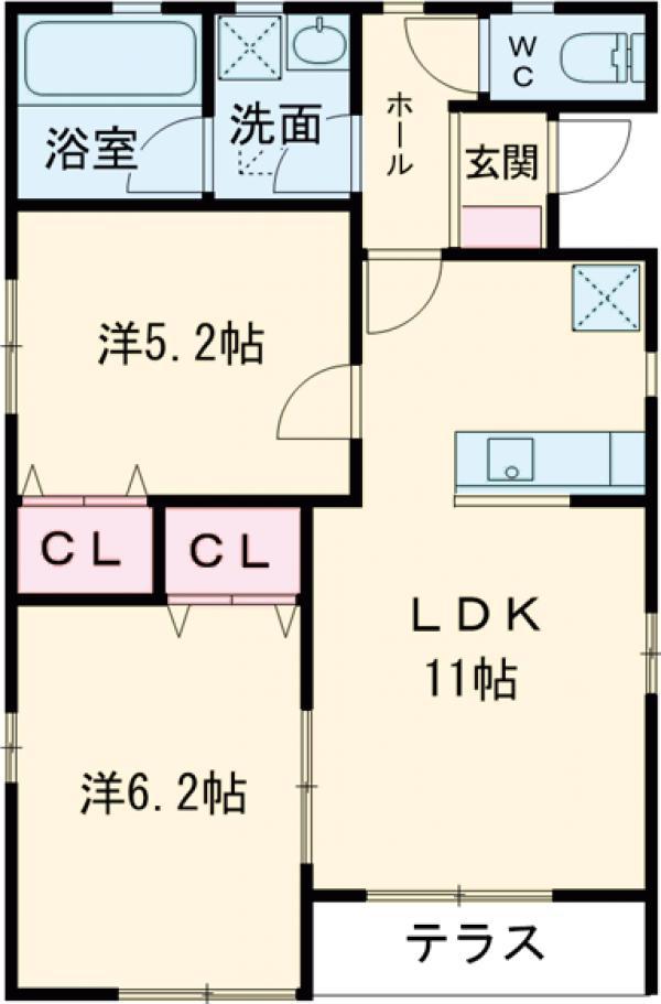 東武鉄道小泉線 篠塚駅 徒歩79分 1階建 築4年(2LDK)の間取り写真