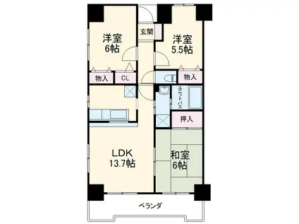 ルミエール元今泉(3LDK/2階)の間取り写真