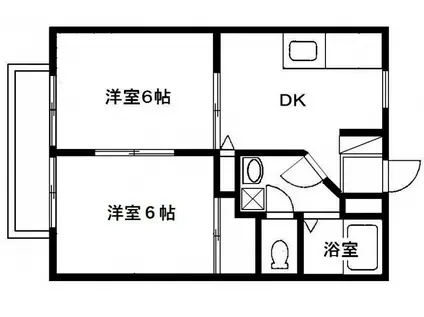 メゾンテヅカA(2DK/1階)の間取り写真