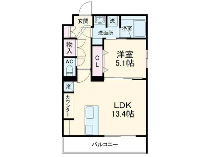 スターシード(1LDK/1階)の間取り写真