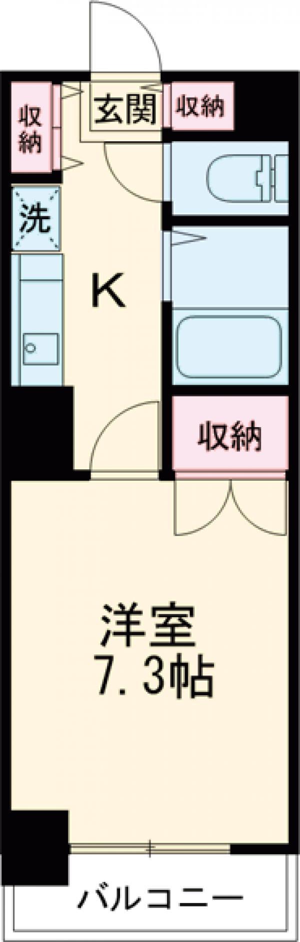 パークハウスオンワード(1K/6階)の間取り写真