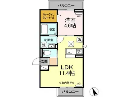 Dフラット大和田(1LDK/2階)の間取り写真