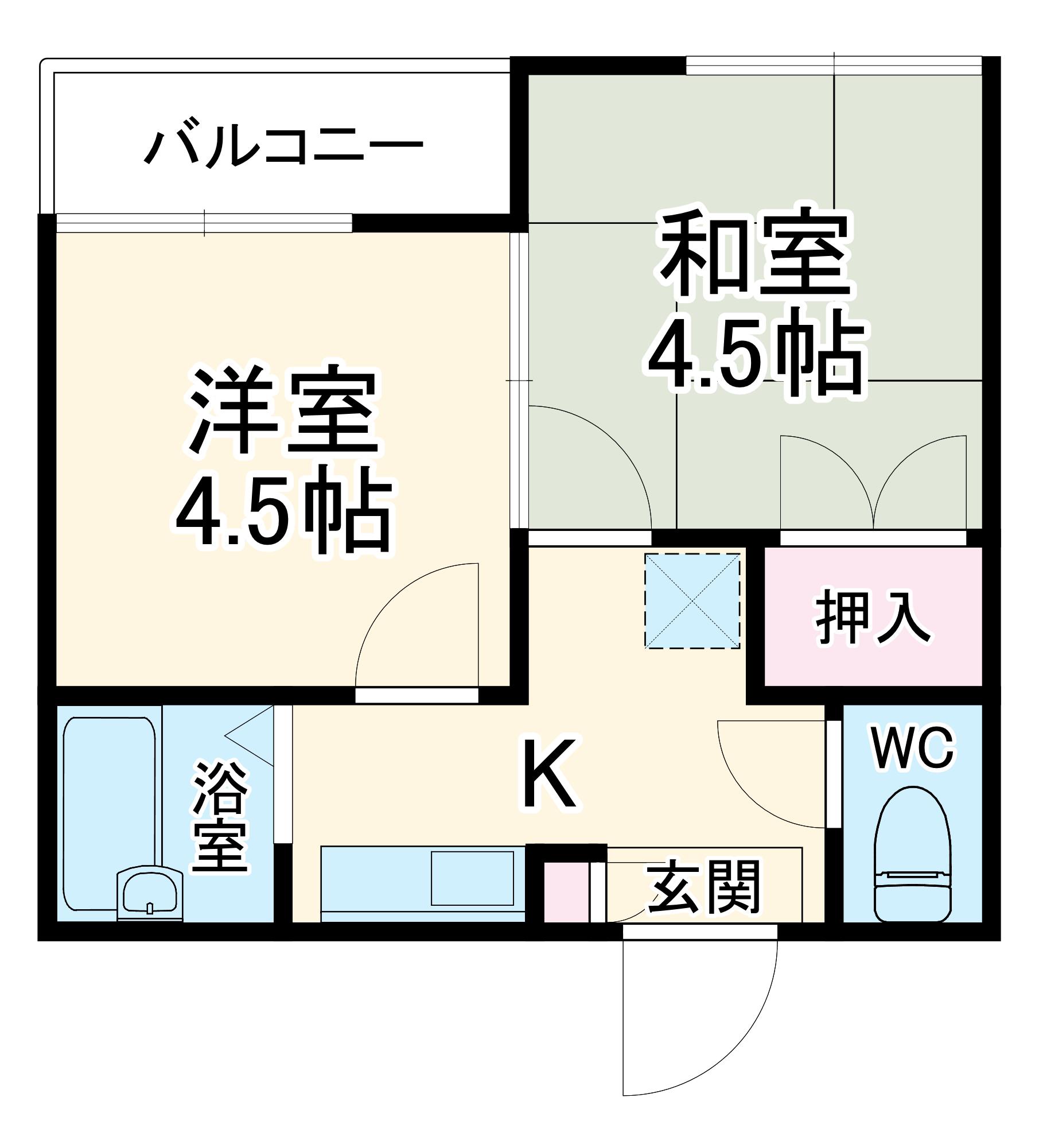 メゾンフジセ(2K/1階)の間取り写真