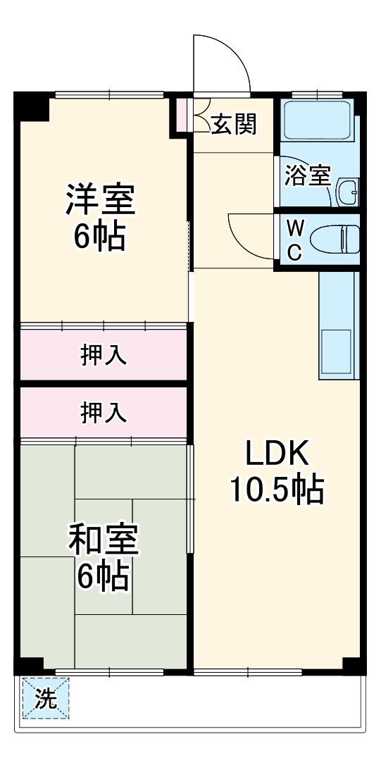 白竜ビル(2LDK/4階)の間取り写真