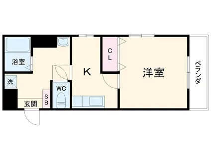 フローラルハイツ服部(1K/3階)の間取り写真