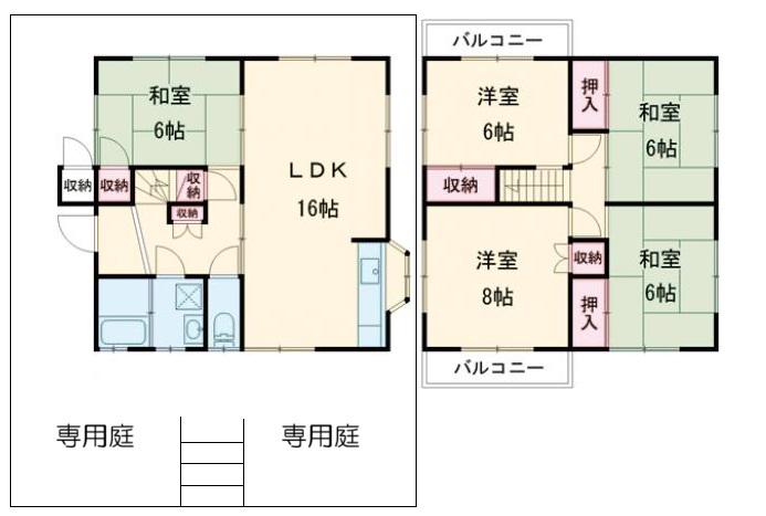 山陰本線 馬堀駅 徒歩10分 2階建 築44年(5LDK)の間取り写真