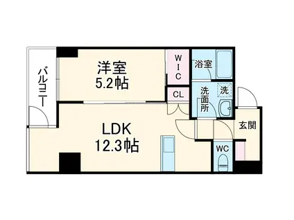 FORTUNATO 扇町(1LDK/11階)の間取り写真