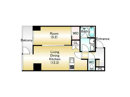 FORTUNATO 扇町(1LDK/13階)の間取り写真