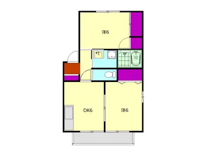 ファミール原(2DK/2階)の間取り写真