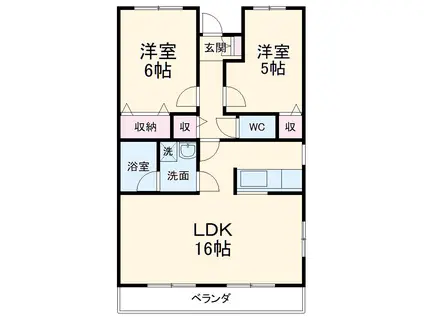 ルミエール山本 B(2LDK/3階)の間取り写真