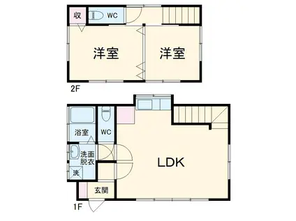 小田急電鉄江ノ島線 東林間駅 徒歩15分 2階建 築55年(2LDK)の間取り写真