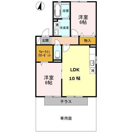 パストラルⅠ(2LDK/1階)の間取り写真