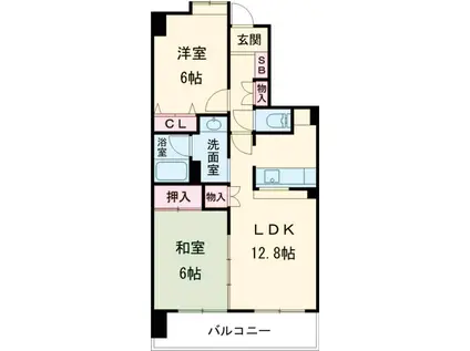 ステイシア高崎(2LDK/12階)の間取り写真