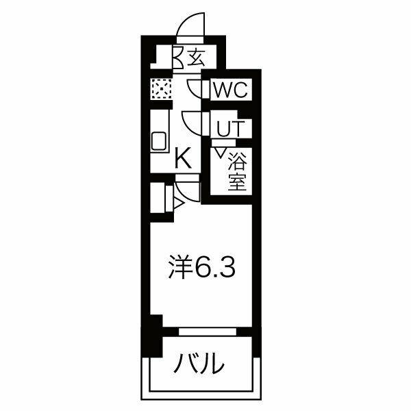メイクス名駅南Ⅱ(1K/12階)の間取り写真