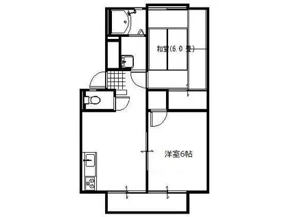 タウンハウスA棟(2DK/2階)の間取り写真