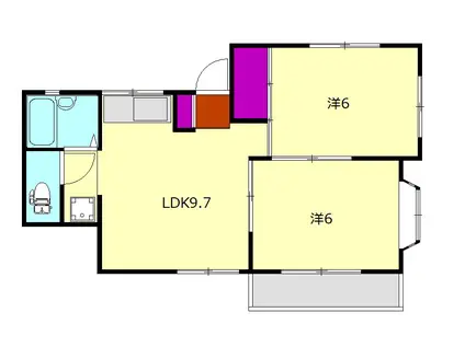 プラムハイツ(2LDK/1階)の間取り写真