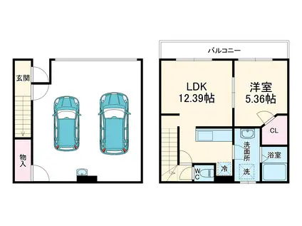 IXO IL GARAGE 78(1LDK/1階)の間取り写真
