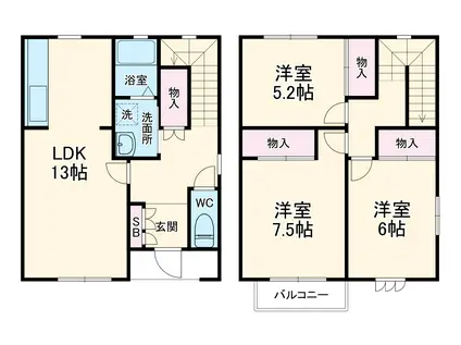 テラスパークなか(3LDK/1階)の間取り写真