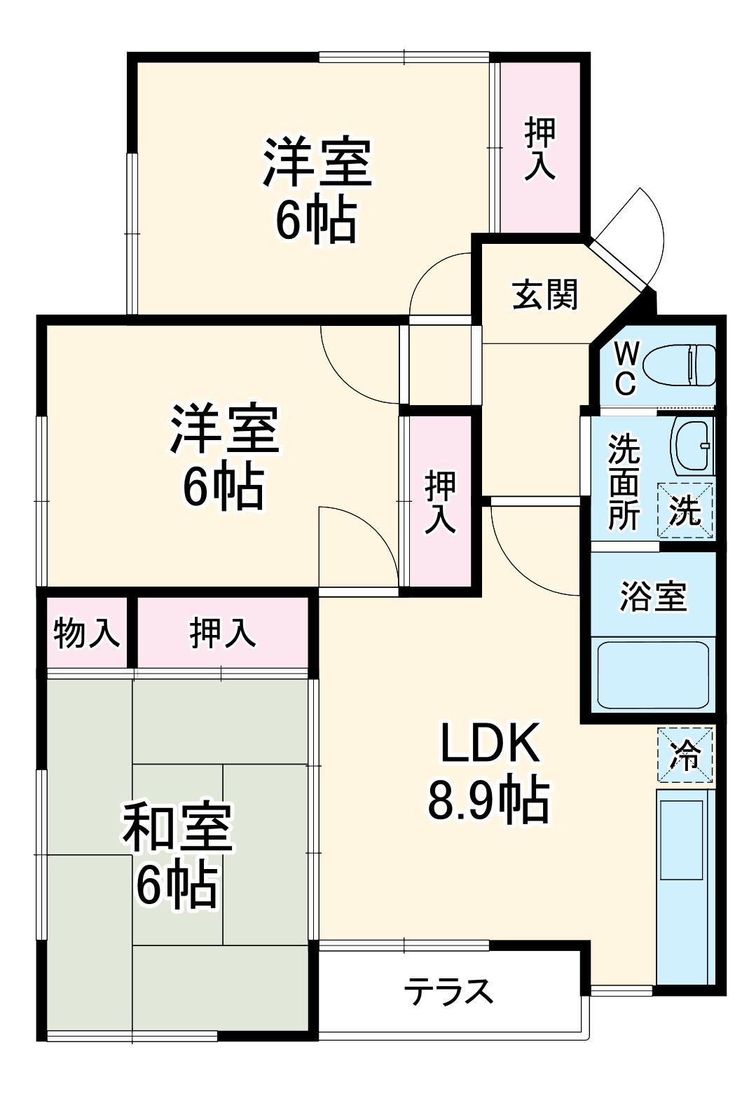 所沢グリーンハイツ(3LDK/1階)の間取り写真