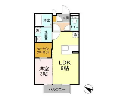 フレンドリーコート松ヶ丘(1LDK/2階)の間取り写真