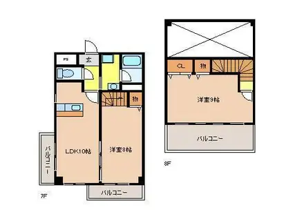 ダイヤモンドフィールド(2LDK/1階)の間取り写真