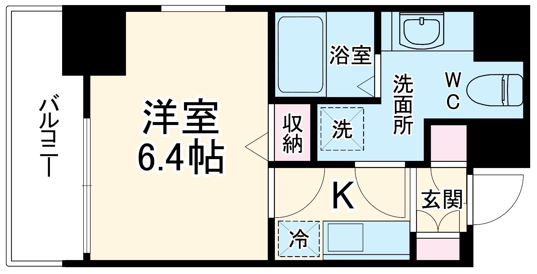 N-STAGE 平塚Ⅱ(1K/4階)の間取り写真