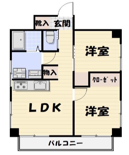 スカイレジデンス1号棟(2LDK/3階)の間取り写真