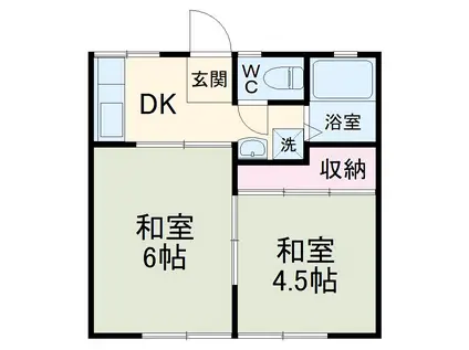 ヒュッゲ白岡(2DK/1階)の間取り写真