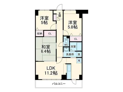 INSURANCE BLDG.17(3LDK/3階)の間取り写真