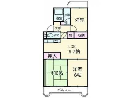 サンハイム神谷(3DK/1階)の間取り写真