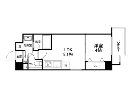 グランディア梅田ノース(1LDK/6階)の間取り写真