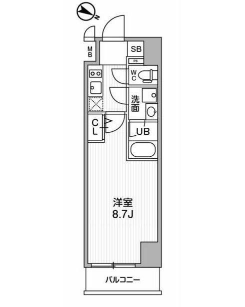 ALTERNA北品川(1K/7階)の間取り写真