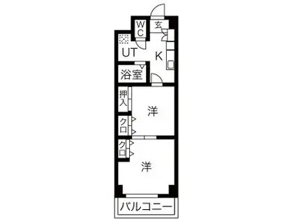 プレステージ宇都宮(2K/6階)の間取り写真