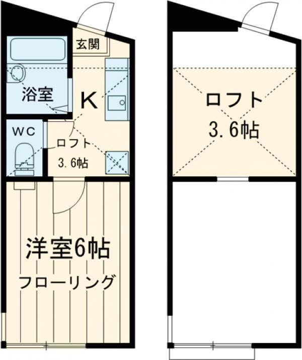 カーサフローラ(1K/1階)の間取り写真