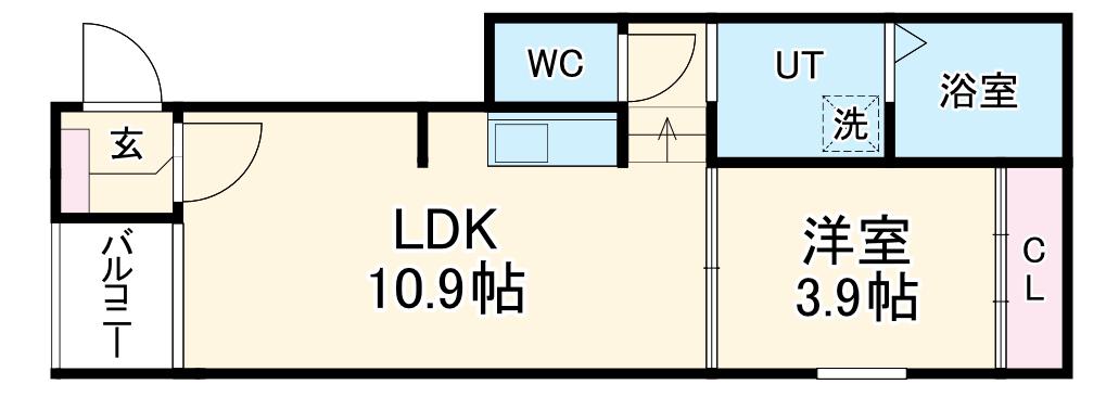 ラフィーネ大曽根(1LDK/3階)の間取り写真