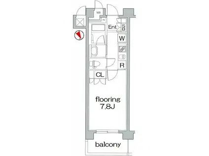 グランヴァン王子駅前(1K/4階)の間取り写真