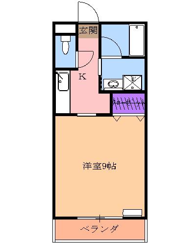 エソール峰(1K/2階)の間取り写真