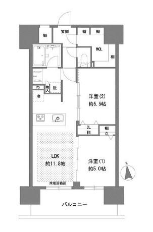 プライマル八王子横山町(2LDK/8階)の間取り写真