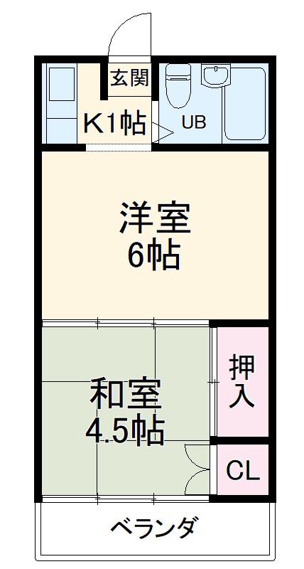 ハイツ井上(1LDK/2階)の間取り写真