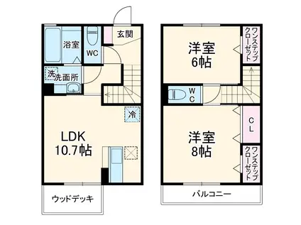 リヴェール美しが丘(2LDK)の間取り写真