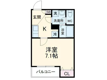 ジーメゾン東岩槻(1K/3階)の間取り写真