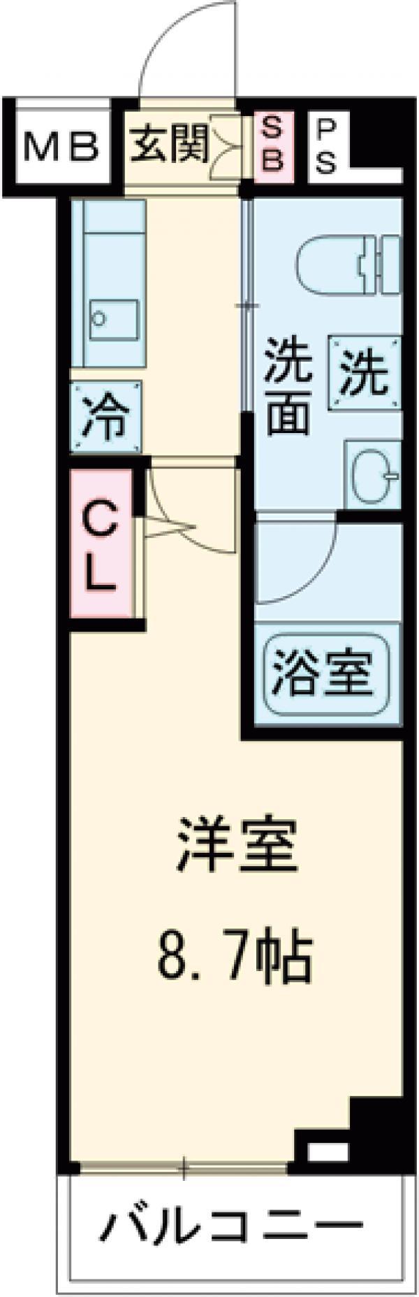 メインステージ上野毛Ⅱ(1K/2階)の間取り写真