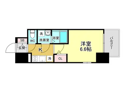 エスリード大阪ラ・リュール(1K/10階)の間取り写真