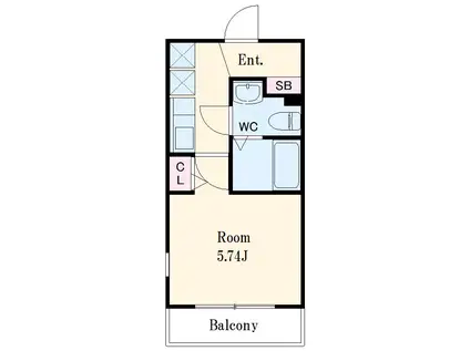 レベアス片瀬江ノ島ウエスト(1K/2階)の間取り写真