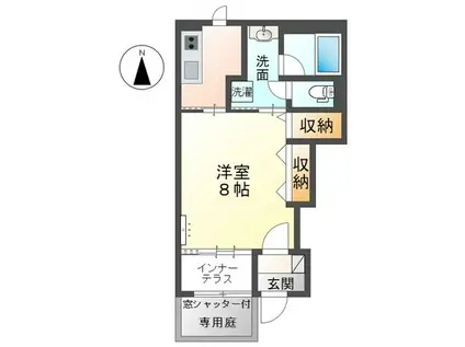 ロベリアモコ(1K/1階)の間取り写真