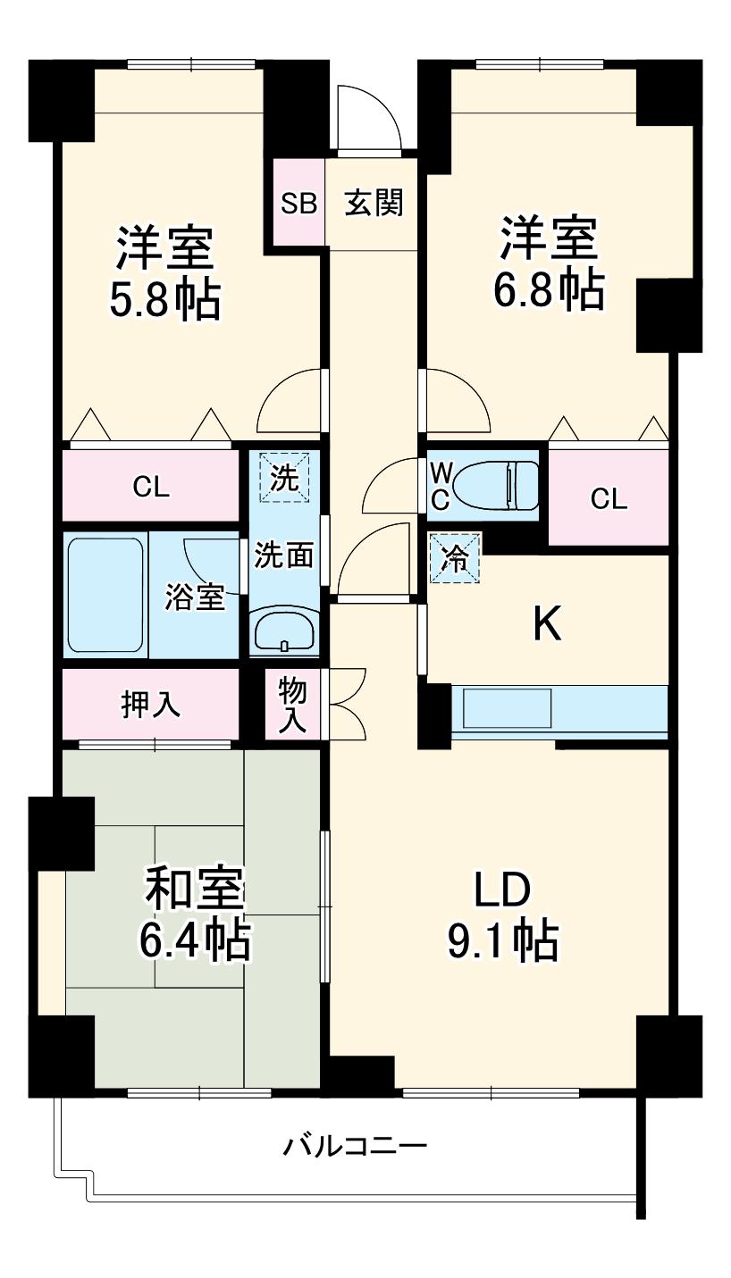 サニーヒルズ和光(3LDK/4階)の間取り写真